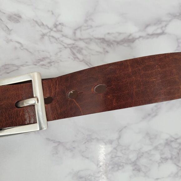 Fossil Men's Brown Leather Belt Silver Toned Buckle - Picture 8 of 13